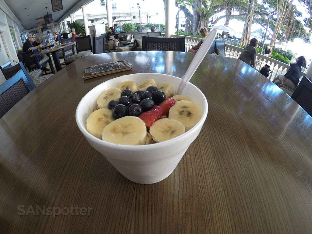 acai bowl at the Moana Surfrider hotel